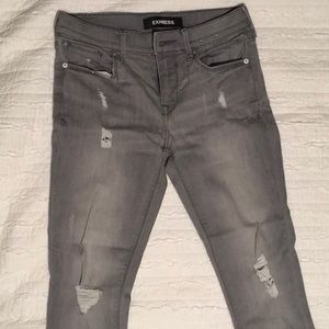Express light grey ankle stretch jeans, size 2R
